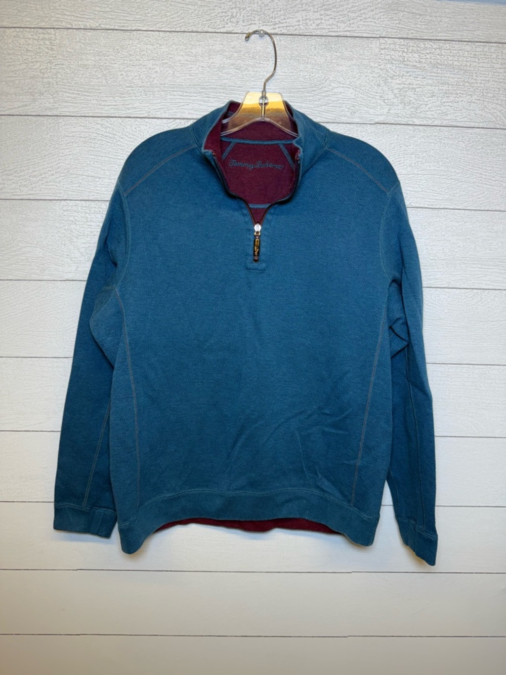 Tommy Bahama Men's Teal Zip-Neck Sweater estimated size small